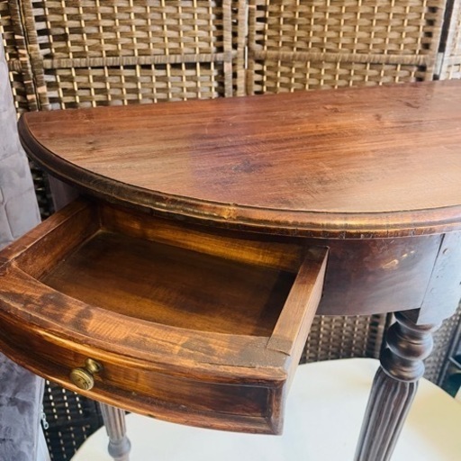 【売約済】 木製　コンソールテーブル　半円　テーブル　サイドテーブル　玄関テーブル　クラシック　クラシカル