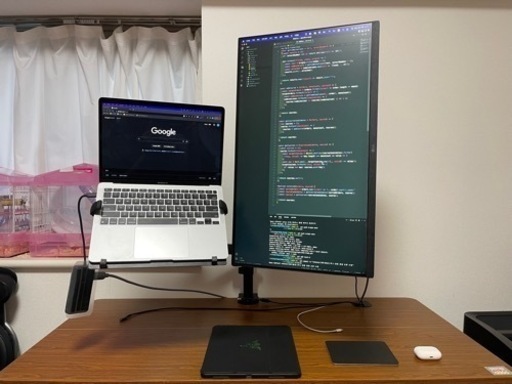 LG 27インチモニター、モニターアーム LG27型4Kディスプレイ アーム式