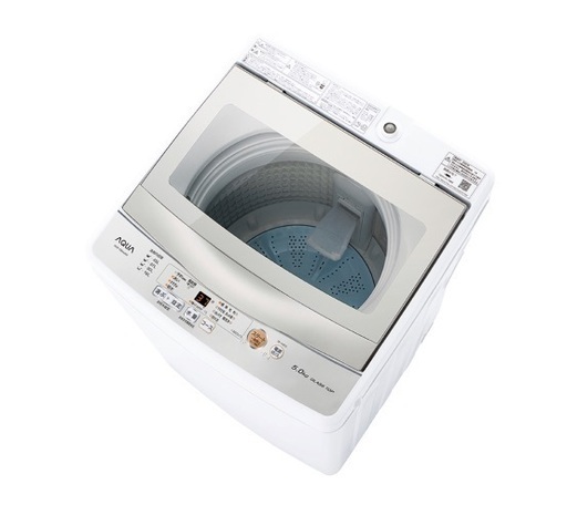 アクア AQUA 洗濯機 一人暮らし 2021年製 全自動洗濯機 5.0kg シルバー 送風 乾燥機能付き AQW-GS50J
