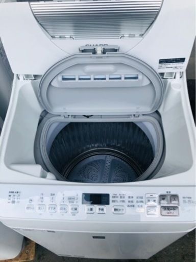 配送可能　SHARP シャープ ES-T5E6-KW 全自動洗濯乾燥機 洗濯5.5kg/乾燥3.5kg 乾燥機能付き洗濯機 家電 縦型 穴無し槽
