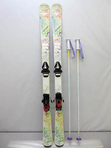 ss4578　カザマ　ジュニア　スキー3点セット　145cm　ホワイト系　KAZAMA　スキー　ROCKER　パステル　キッズ　日本製　子供　板　ビンディング　ストック