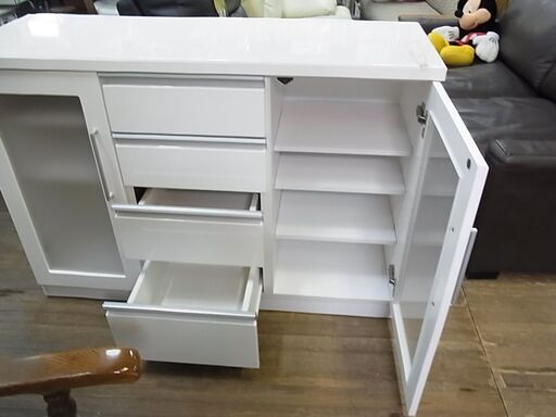 NITORI　ニトリ　BELIZE- 120WH　キッチンカウンター　食器棚　白　キッチンボード　キッチン収納
