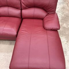 さらに値下げしました!!】カウチソファ コーナーソファ レザー ワイン
