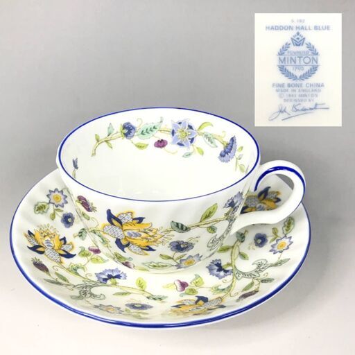◆BF2/82　MINTON ミントン ティーカップ＆ソーサー HADDON HALL BLUE ハドンホール セット 1客 アンティーク