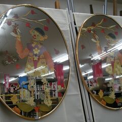 R526 飾り 壁掛け 鏡 ミラー ピエロ キャラクター 45X...