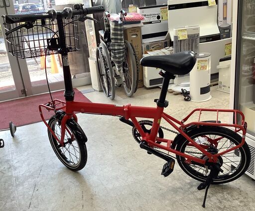 折りたたみ自転車 EMERGENCY BIKE エマージェンシーバイク 16インチ ノーパンクタイヤ レッド【ユーズドユーズ名古屋天白店】J2352