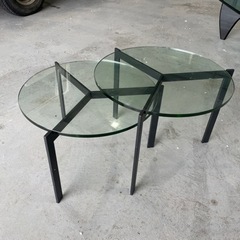 アルモニア】円型 ガラステーブル センターテーブル セパレート サイド