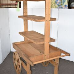 【ヤ取終了4/5】≪zy901≫美品 リヤカー屋台/多目的 木製 ワゴン 組み立て式 縁日/お祭り 販売台 店舗計器/販促物/陳列棚 50115-01