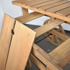 【ヤ取終了4/5】≪zy901≫美品 リヤカー屋台/多目的 木製 ワゴン 組み立て式 縁日/お祭り 販売台 店舗計器/販促物/陳列棚 50115-01