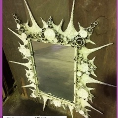 鏡 アイアンフレーム 白 高さ120センチ横幅6センチ特注品
