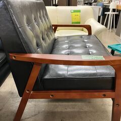 ソファー 2人掛け 幅116cm 天然木 アンティーク ソファ ファブリック アンティーク調 レトロ おしゃれ 黒 フェイクレザー クリーニング済 堺市 石津店 【ジャングルジャングル石津店