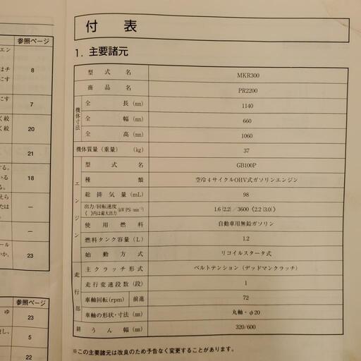 小型耕運機 PR2200 （お話中です）