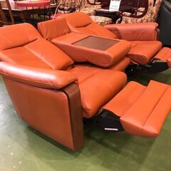 愛品館八千代店】島忠ホームズ 3人掛 本革電動リクライニングソファ
