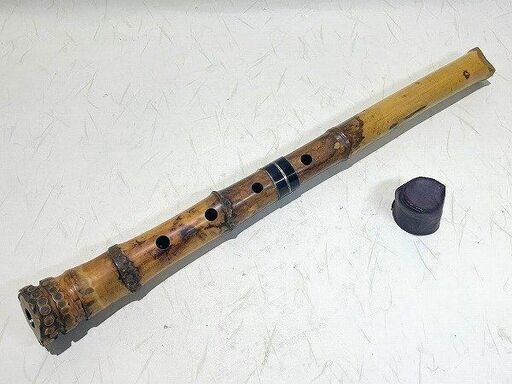 【苫小牧バナナ】琴古流 尺八 翠勝銘 一尺八寸管 約54cm 中継ぎ 継手 二つ折 管楽器 和楽器 本体のみ 現状渡し ②♪