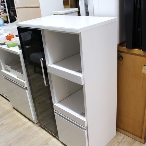 店S299)キッチンボード 食器棚 レンジボード ロータイプ シギヤマ家具 LINEARⅡ 高さ123cm
