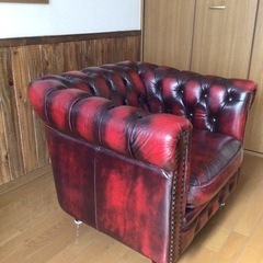 チェスターフィールドソファ(一人掛け)(レザー本革)