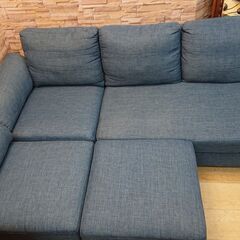 あさか＠です。他の方購入不可です。 カウチソファー□L字ソファー□ブルー□布製□3人用□クッション