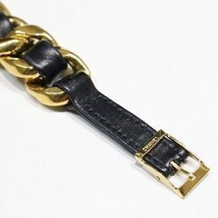 【苫小牧バナナ】質屋鑑定品 CHANEL シャネル チェーン ブレスレット ゴールド×レザー ココマーク 喜平 21cm 現品限り♪
