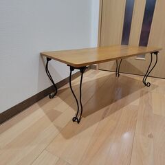 折りたたみテーブル　ナチュラルブラウン  ローテーブル 木製 ア...