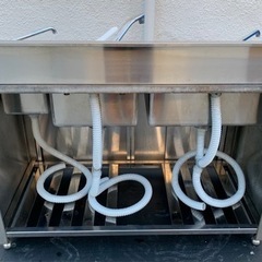 業務用 キャビネット型 三槽シンク 1200×580×800 蛇口付き 洗い場 流し台