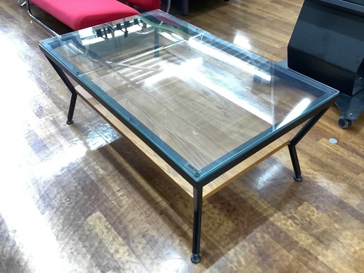 ガラス天板ローテーブル　フランフラン