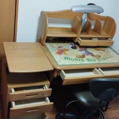 天然木　学習机　デスクライト　椅子　フルセット