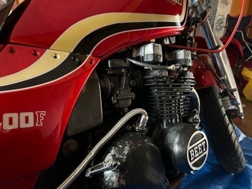 gpz400F レストアベース実動外装オールペンキャンディレッド７色ラメ