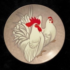 プレミアノリタケ サイン入り鶏文飾皿
