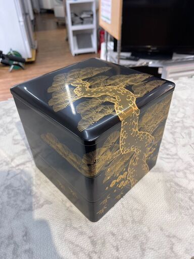 ▼値下げ▼3段重 木製本漆 本物 貝象嵌細工 沈金細工 店舗販売 南区花畑