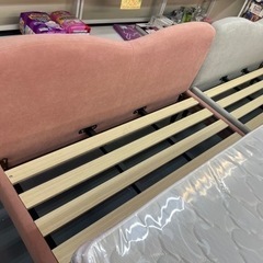 ダブルベッド ベロア調 マットレス付き 未使用