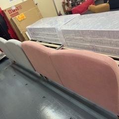 ダブルベッド ベロア調 マットレス付き 未使用