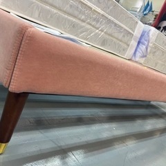 ダブルベッド ベロア調 マットレス付き 未使用