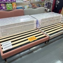 ダブルベッド ベロア調 マットレス付き 未使用