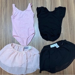 バレエ　レオタード　スカート付　ピンク、黒セット
