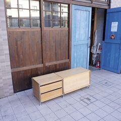無印良品(MUJI)の人気のオーク材×ステンレス 2連ユニットシェルフです 