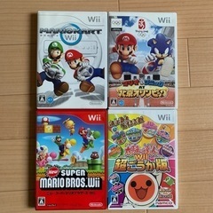 Wii本体　カセット４枚　コントローラー　太鼓とバチ