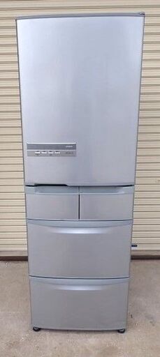 クリーニング済　動作確認済　415L　2012年製　日立　自動製氷機能付　ノンフロン冷凍冷蔵庫　5枚扉冷蔵庫　R-S42BM　シルバー