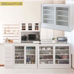 【新品未使用】食器棚 ロータイプ 幅120 完成品 引き戸 収納 白 奥行30cm 120 ガラス 本棚 書棚 おしゃれ キッチンボード 高級 日本製 木製 大容量 薄型 国産 北欧
