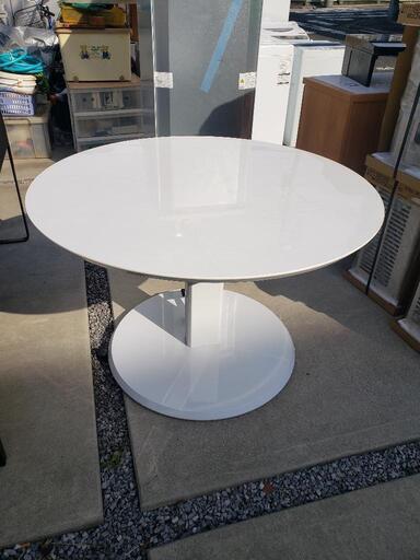 丸型昇降テーブル ホワイト 直径110cm
