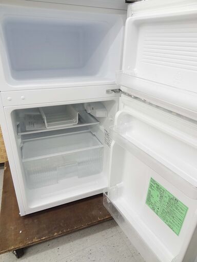 【恵庭】YAMADA　ヤマダ　ノンフロン冷凍冷蔵庫　YRZ-C09B1　2018年製　90L　2ドア　左開き　ホワイト　中古品　PayPay支払いOK！