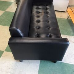 ソファー 2人掛け ブラック レザー おしゃれ クリーニング済 貝塚市 二色浜