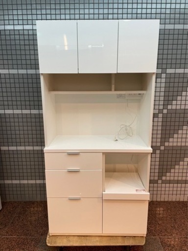 未使用品】ニトリ 食器棚 キッチンボード(エトナ90KB WH) - 収納家具