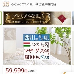 羽毛肌掛け布団 キングサイズ ダウンケット マザーグース 西川