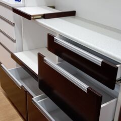 ☆ジモティ割あり☆ 食器棚 H200×W140×D46 クリーニング済み SJ1255