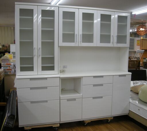 R539 NITORI DAHLIA キッチンボード 食器棚 全幅210cm 2点セット