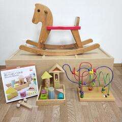 木製玩具　知育玩具　木馬　ゾウさんルーピング　ビーズコースター　積み木
