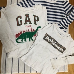 泥汚れありTシャツ3枚　100センチ