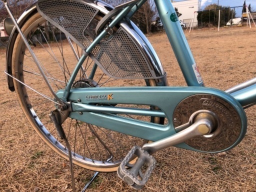 整備済◆ブリヂストン　24インチ 自転車 水色メタリック 後ろかご付　タイヤ溝良好