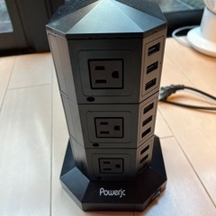 電源タップ 縦型コンセント タワー式 オフィス・会議用 USB急...