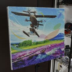 【絵画・版画】「花畑と夢の飛行艇」オリジナル版画